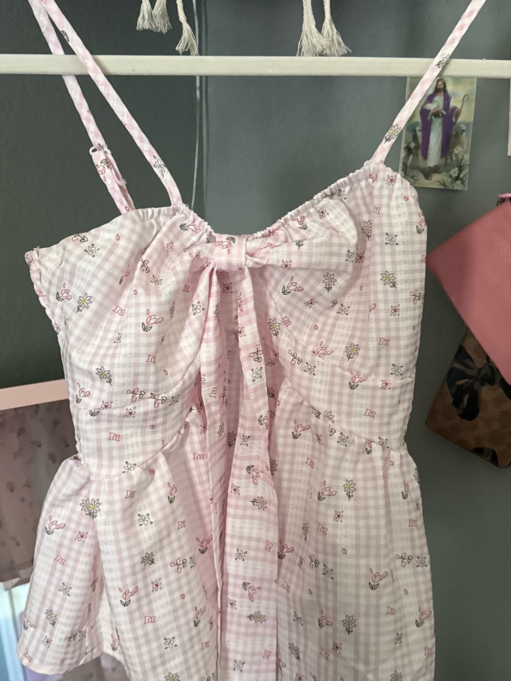 Pink Floral Gingham BabyDoll Top